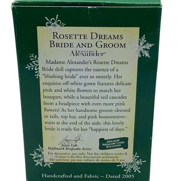 Vtg Madame Alexander Hallmark Keepsake Ornaments Rosette Dreams Bride & Groom - Picture 3 of 9